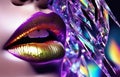 Radiant Lips: Captivating Closeup of Shimmering Purple Lip Elegance Royalty Free Stock Photo