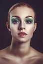 Glamour fashion portrait beautyful woman colorful makeup