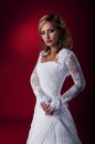 Glamour fiancee in white wedding dress. Royalty Free Stock Photo