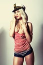 Glamour girl with sailor cap Royalty Free Stock Photo