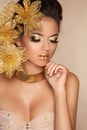 Glamour Makeup. Girl Face Close-up. Beauty Portrait Royalty Free Stock Photo