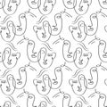 Glamour one line drawing women faces seamless pattern texture Royalty Free Stock Photo