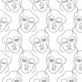 Glamour one line drawing women faces seamless pattern texture Royalty Free Stock Photo