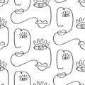 Glamour one line drawing women faces seamless pattern Royalty Free Stock Photo