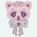 Glamour pink cat toy with a bow of rhinestones and crystals. Print for t-shirt.