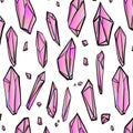 Glamour pink diamonds pattern. Crystals decoration texture in bright pink. Natural luxury shiny abstract print