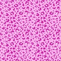 Vector glamour pink leopard seamless pattern. Luxury wildlife repeat. Jaguar fur safari seamless backdrop. Handdrawn animal fur