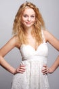 Glamour portrait of beautiful curly blonde girl Royalty Free Stock Photo