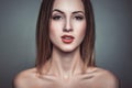 Glamour portrait of sarcasm beautiful attractive brunette woman