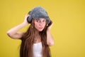 Glamour russian woman and fur-cap Royalty Free Stock Photo