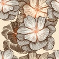 Glamour seamless wallpaper with wild roses, hand-d