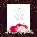 Glamour vector design square card with golden round glitter dark