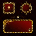 Glamour vintage gold frame decorative red black