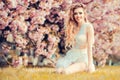 Glamour woman in bloom Royalty Free Stock Photo