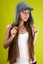 Glamour woman and fur-cap Royalty Free Stock Photo