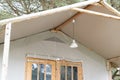 Glamping cabin Canvas safari tent detail roof Royalty Free Stock Photo