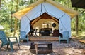 Glamping cabin in the woods Royalty Free Stock Photo