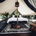 glamping luxury tents outdoor relaxation high contrast generative AI