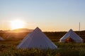 Glamping on the Pacific coast Royalty Free Stock Photo