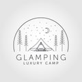 Glamping recreation logo line art vector illustration design