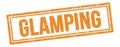 GLAMPING text on orange grungy vintage stamp