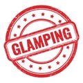 GLAMPING text on red grungy vintage round stamp