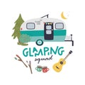 Glamping vintage trailer concept with lettering