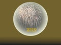 Happy New Year 2019 Fireworks in crystal ball