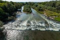 A glance from high above a lush mountain river Royalty Free Stock Photo