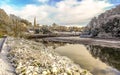 Glanmire Cork village winter view river snow white church Royalty Free Stock Photo