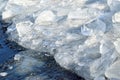 Glare of light reflected in the shards of pure ice