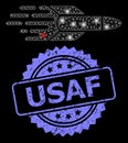 Rubber USAF Stamp and Bright Web Net Missile with Light Spots