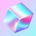 Glaring holographic cube realistic vector illustration