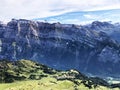 Glarnisch Glaernisch mountain above the alpine lake Klontalersee Kloentalersee or Klontal Kloental valley Royalty Free Stock Photo