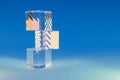 glas stack of three cubes on infinite background pedestal for beauty, cosmetic product presentation. copy space template, 3D