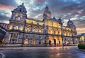 Glasgow City Chambers and George Square at dramatic sunrise, Scotland - UK Royalty Free Stock Photo