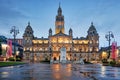 Glasgow City Chambers in George square at night, Scotland - UK