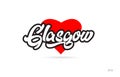 glasgow city design typography with red heart icon logo