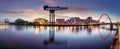 Glasgow Cityscape at night, looking north over the River Clyde Royalty Free Stock Photo