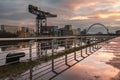 Glasgow with the Clyde Arch Bridge over the Clyde river