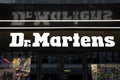 Exterior view of Dr Martens shoe footwear shop showing logo and signage