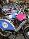 Hire bikes wet from the rain, Glasgow, UK