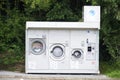 Glasgow, Lanarkshire, Scotland, UK, September 12th 2021, Washing machines for public use at supermarket