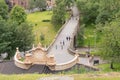 Glasgow Necropolis is a Victorian cemetery in Glasgow and is a prominent feature in the city centre of Glasgow. Looking down onto Royalty Free Stock Photo