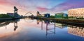 Glasgow panorama at dramatic sunrise with Clyde river, Scotland Royalty Free Stock Photo