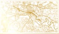 Glasgow Scotland City Map in Retro Style in Golden Color. Outline Map