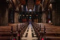 GLASGOW, SCOTLAND, DECEMBER 16, 2018: Magnificent perspective view of interiors of Glasgow Cathedral, known as High Kirk Royalty Free Stock Photo