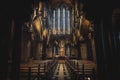 GLASGOW, SCOTLAND, DECEMBER 16, 2018: Magnificent perspective view of interiors of Glasgow Cathedral, known as High Kirk