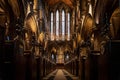 GLASGOW, SCOTLAND, DECEMBER 16, 2018: Magnificent perspective view of interiors of Glasgow Cathedral, known as High Kirk or St. Royalty Free Stock Photo