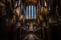 GLASGOW, SCOTLAND, DECEMBER 16, 2018: Magnificent perspective view of interiors of Glasgow Cathedral, known as High Kirk or St. Royalty Free Stock Photo